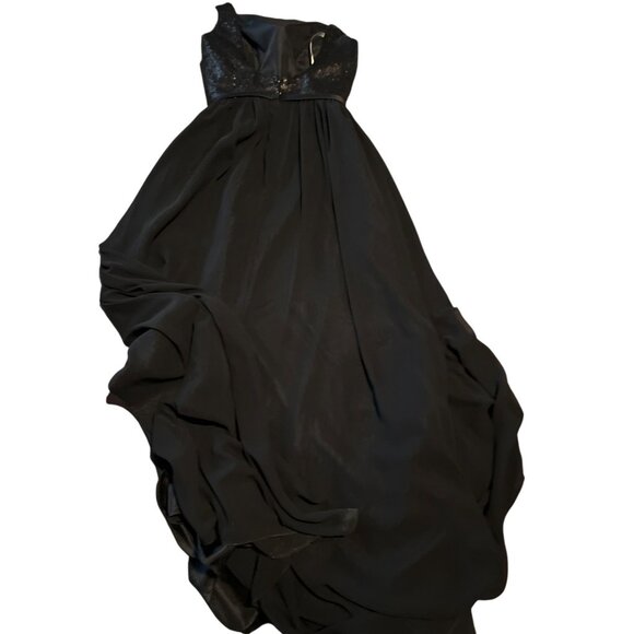 Christina Wu Celebration Black Sequin & Chiffon Sleeveless Gown Size 0 - Picture 7 of 8
